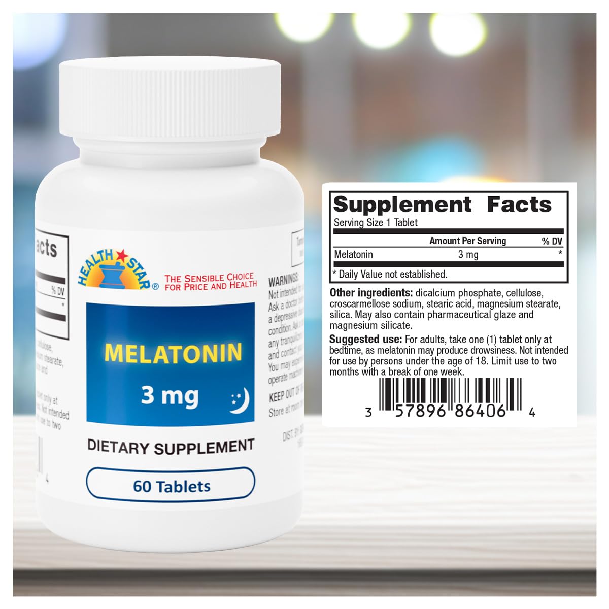 GeriCare Melatonin 3mg Tablets, 60 Count