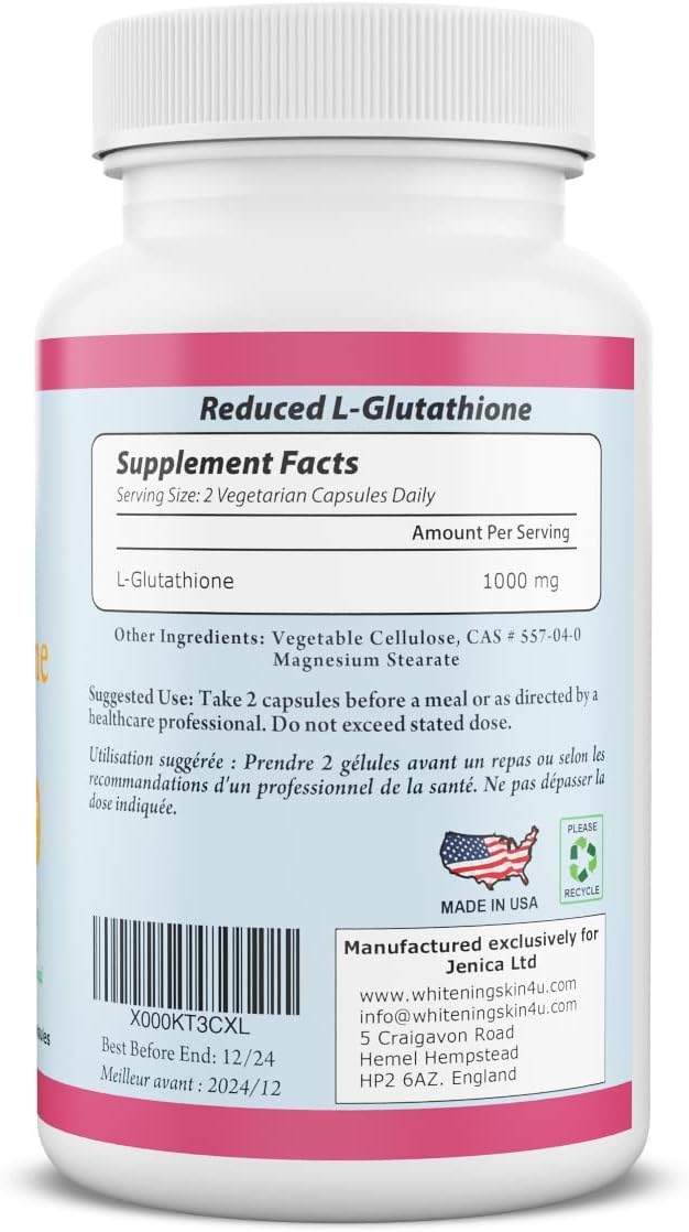 BeShiny L-Glutathione Skin Lightening Brightening Pills 1000 mg, 60 Capsules