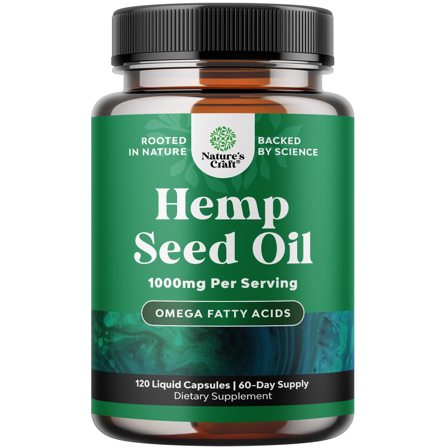 Natures Craft Hemp Seed Oil Capsules, 1000mg per Serving, Omega-3-6-9, 120 Capsules