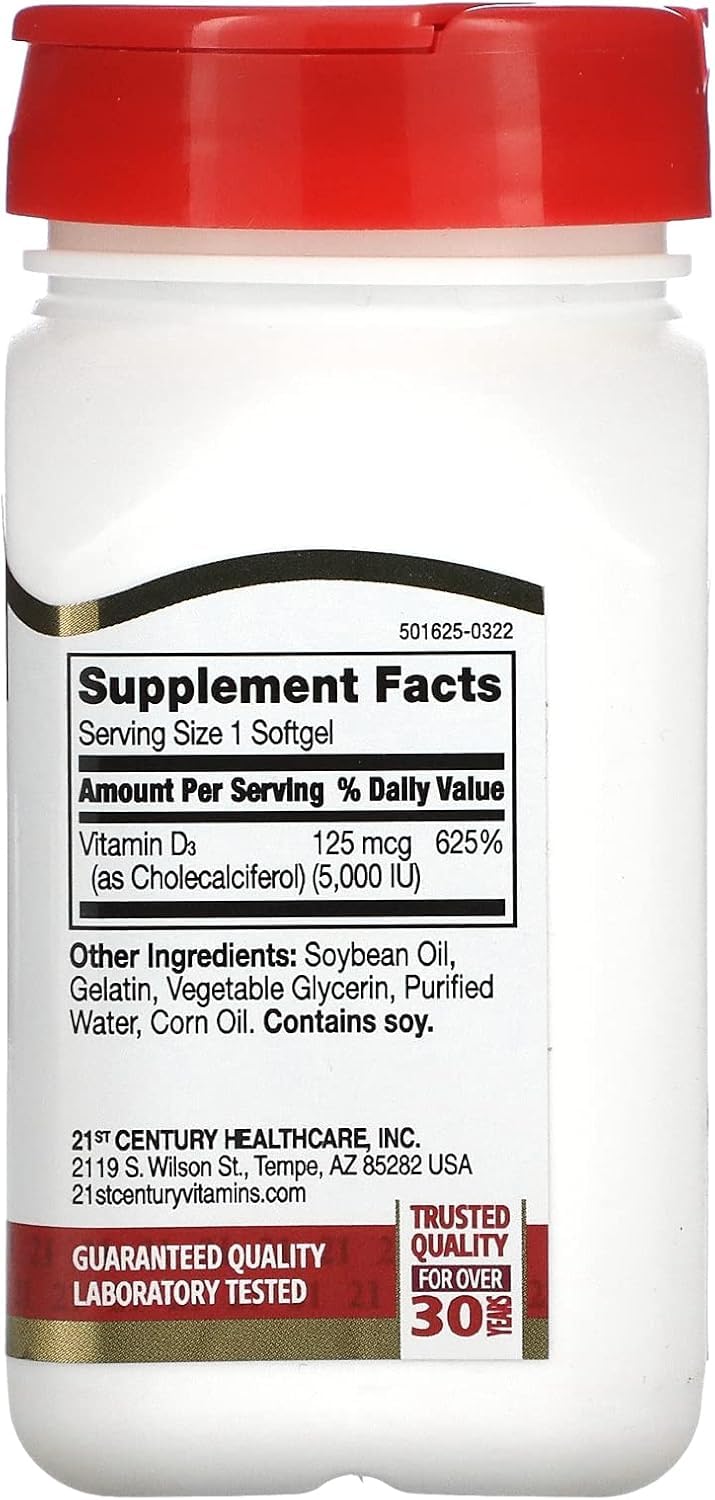 21st Century Vitamin D3 5000 IU Tablets, 220 Tablets
