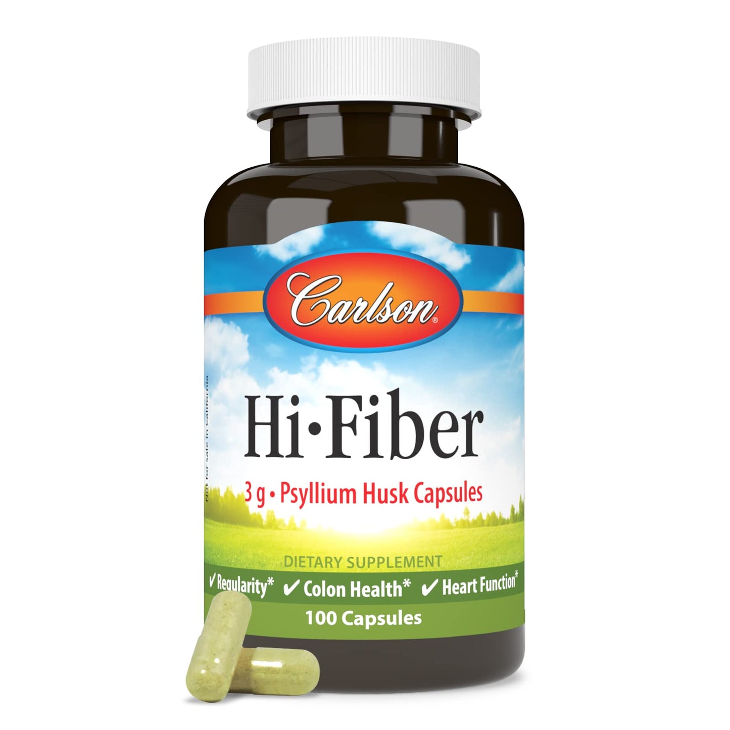 Carlson Hi-Fiber Psyllium Husk Capsules 100 Capsules