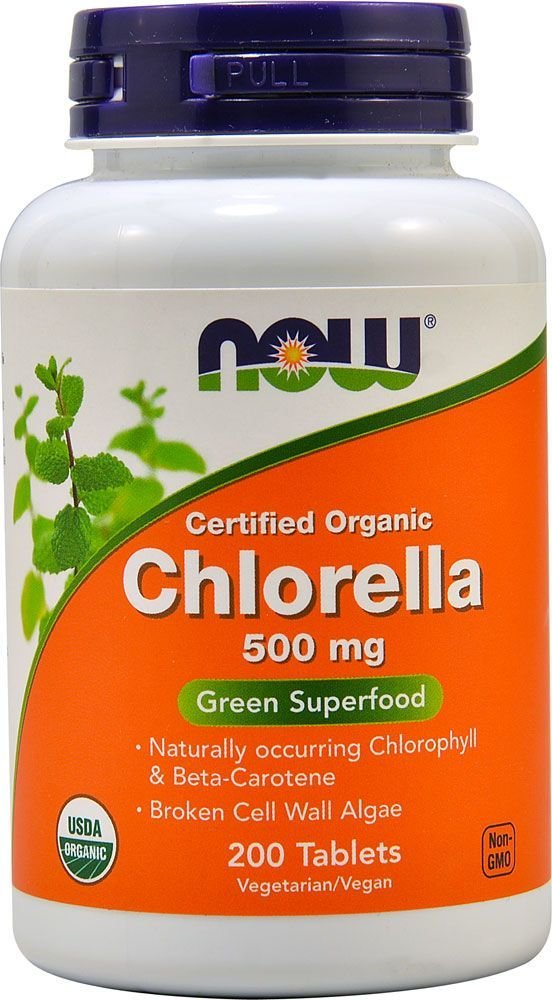 NOW Foods Chlorella (Organic) 500 mg Tablet, 200 Tablets
