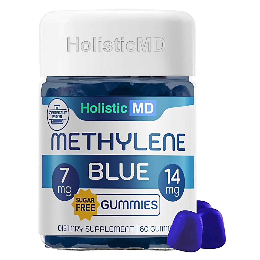 Holistic MD Methylene Blue for Humans USP Pharma Grade 7mg and 14mg dose Gummies, 60 Count