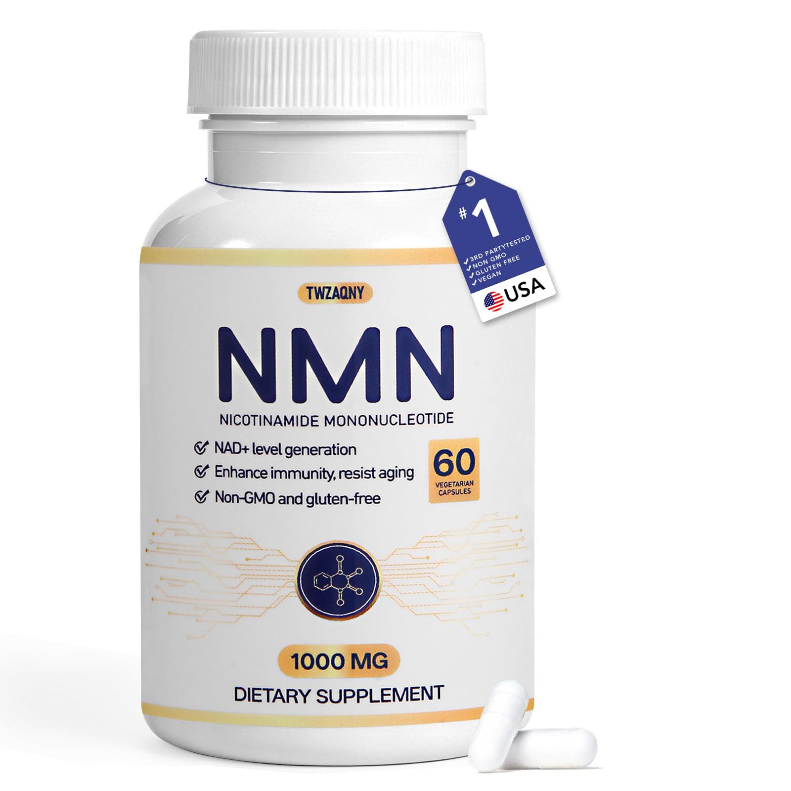 Twzaqny NMN Supplement 1000 mg Capsule, 60 Capsules