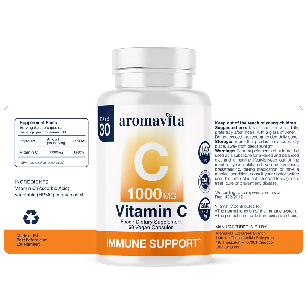 AROMAVITA Vitamin C 1000mg High Potency Capsules 60 Capsules