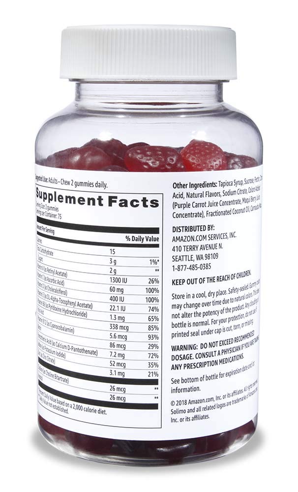 Solimo Adult Multivitamin and Vitamin D3 Gummies 460-Piece Assortment