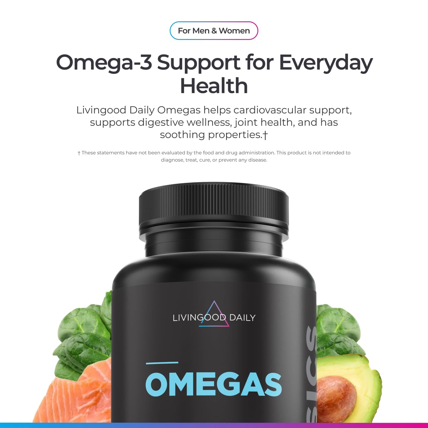 Livingood Daily Fish Oil Omega-3 Supplement Softgels, 60 Count