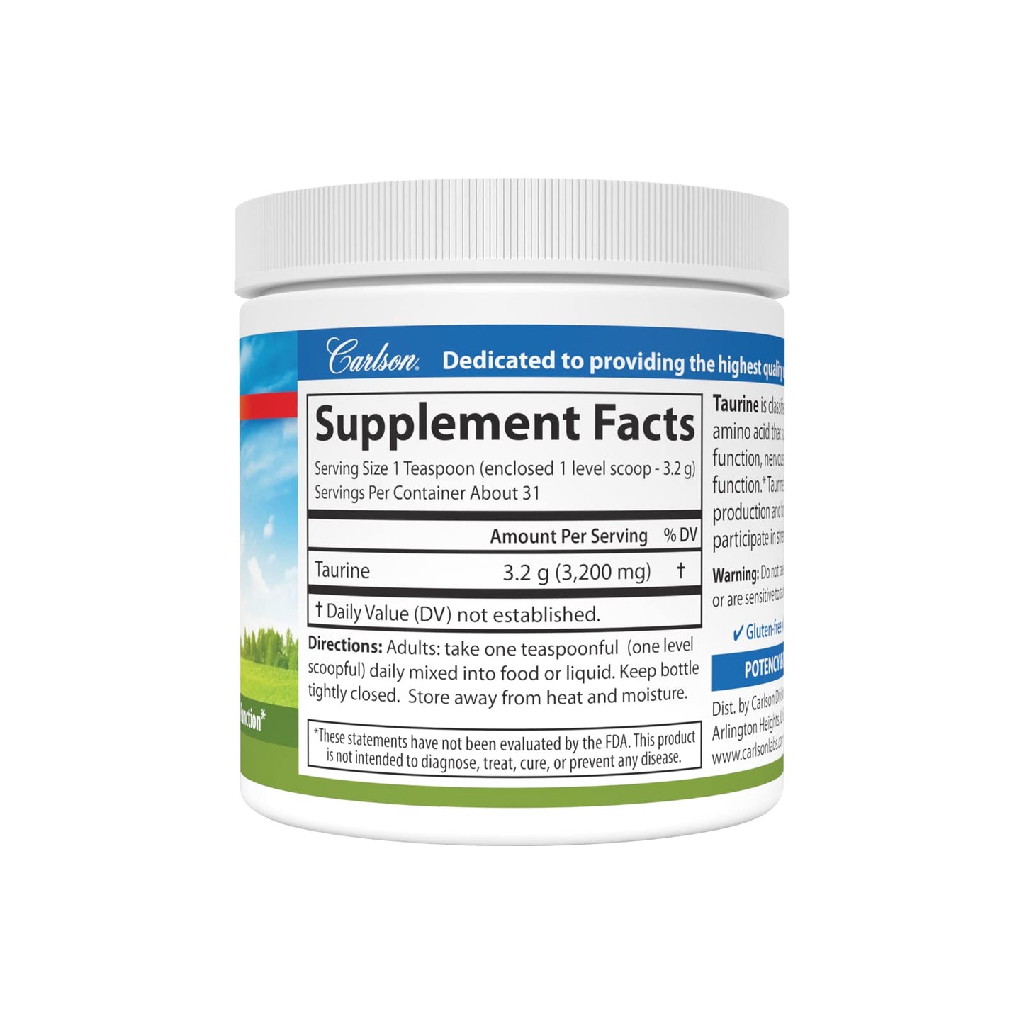 Carlson Taurine Powder 3.53 oz