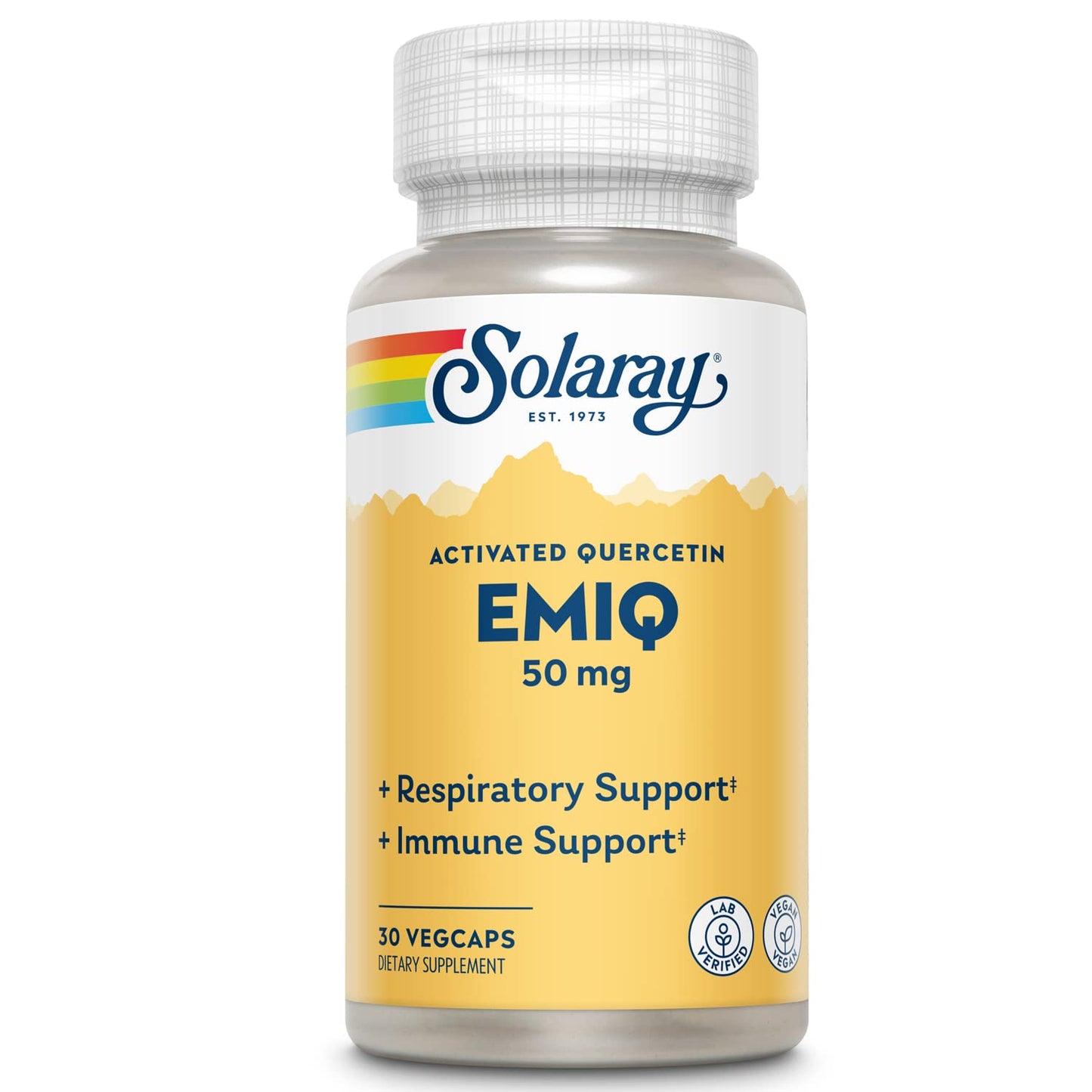 SOLARAY EMIQ Activated Quercetin, Sinus, Respiratory & Immune Health Support, Enhanced Absorption, 30 VegCaps