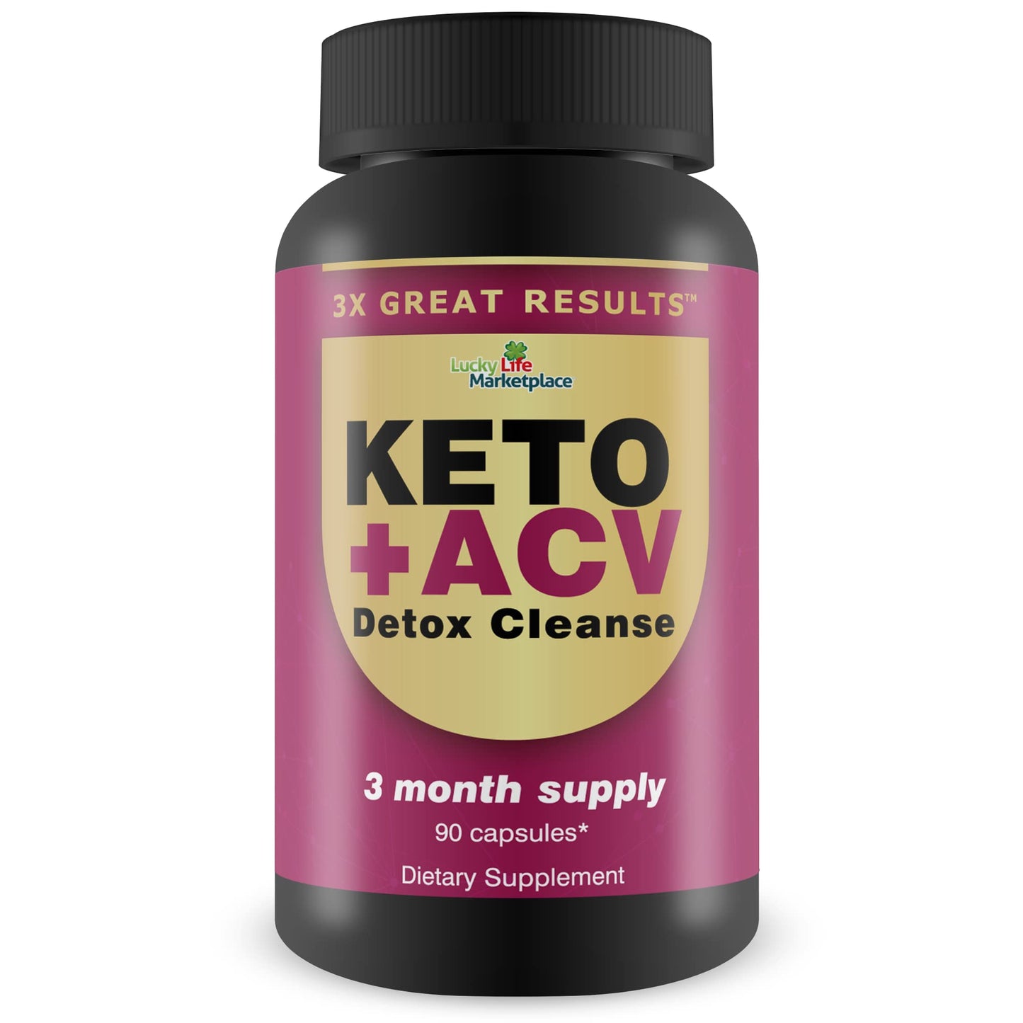 Generic 3X Great Results - Keto + ACV Detox Cleanse - 3 Month Supply - Body Cleanse Detox - Colon Cleanse - Advanced Keto Detox Cleanse Formula with Fiber - Support Digestion & Immune Health Capsule, 1 Count