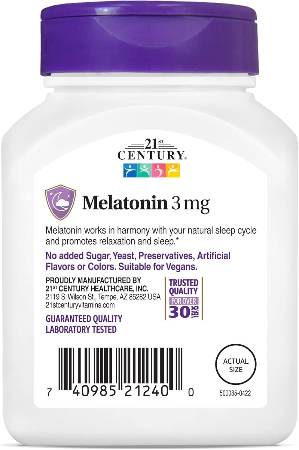 21st Century Melatonin 3 mg Tablets, 180 Count
