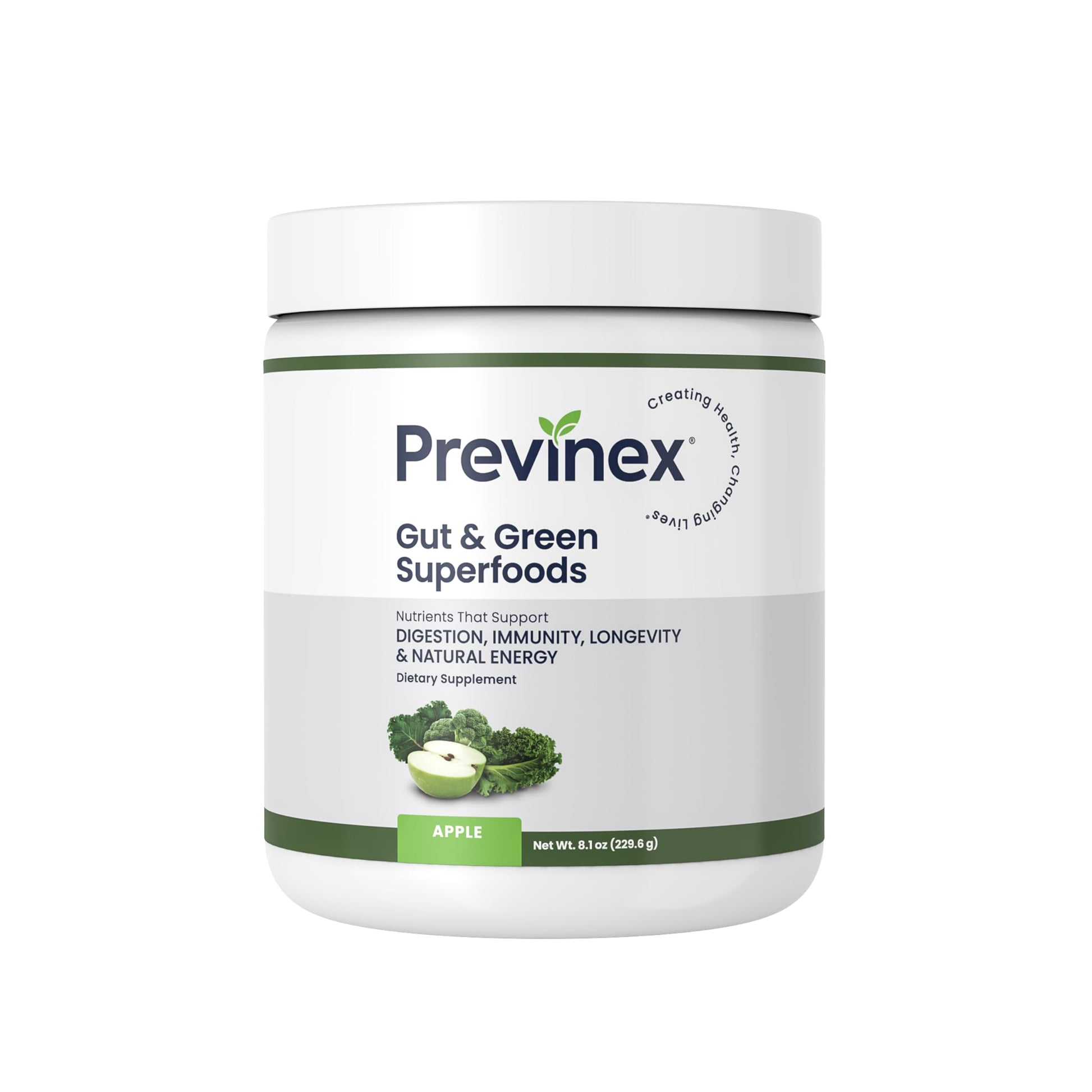 Previnex Gut & Green Superfoods Powder, 8.1 oz