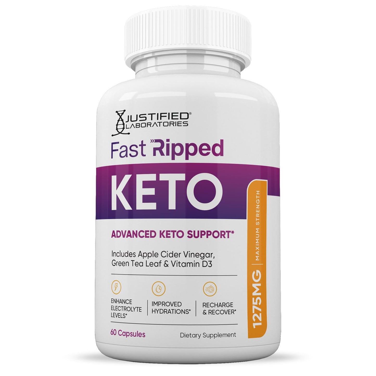 Justified Laboratories Fast Ripped Keto ACV Pills 1275MG Keto Support Blend Capsules, 60 Capsules