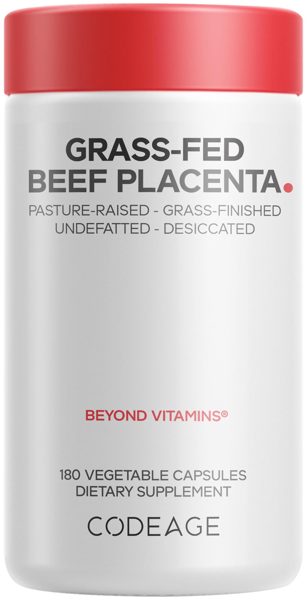 Codeage Grass-Fed Beef Placenta Supplement Capsule, 180 Count