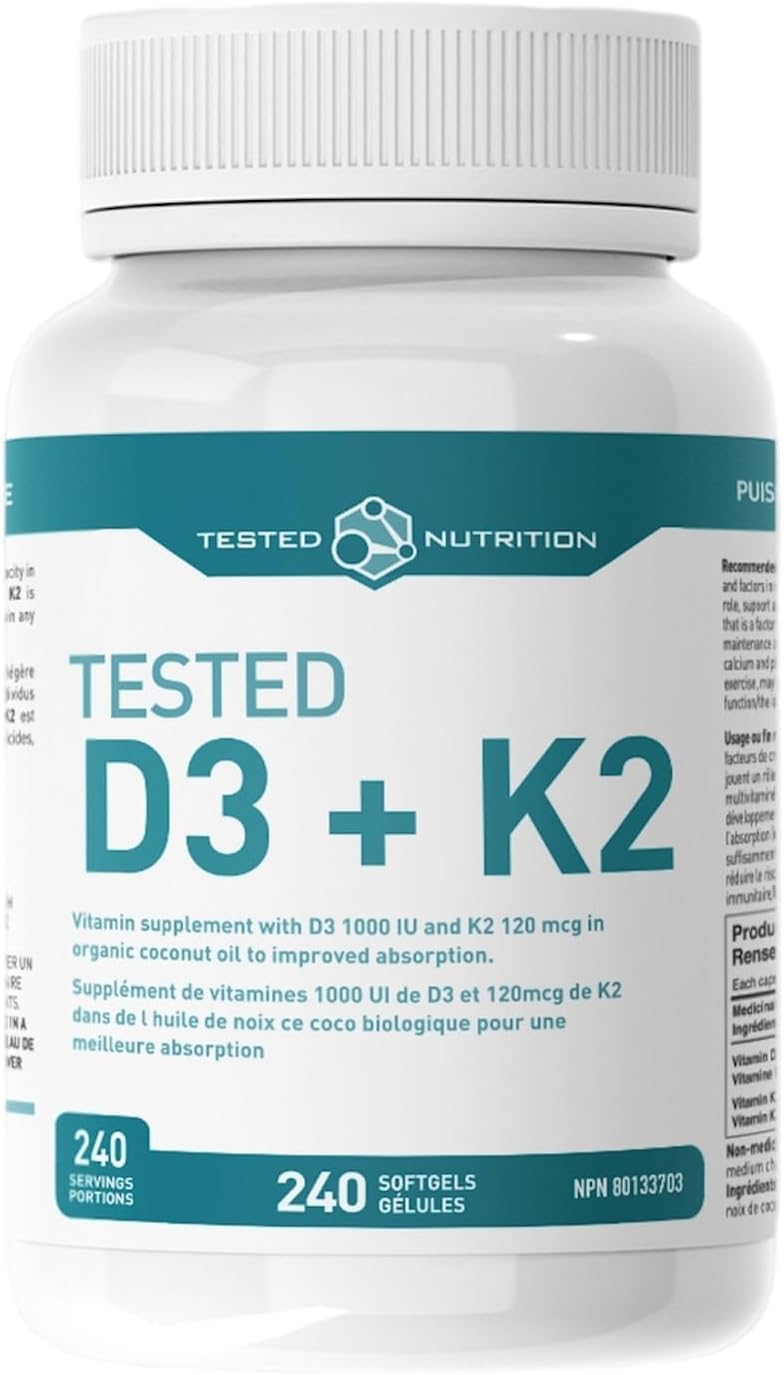 Tested Nutrition D3 + K2 Softgels, 240 Softgels