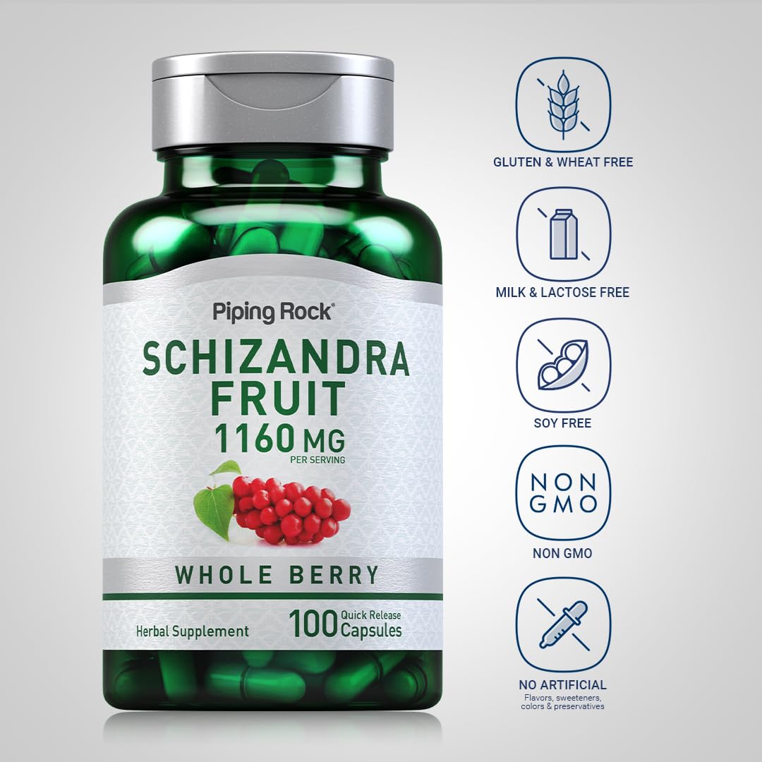 Piping Rock Schizandra Berry Fruit 1160mg Capsules 100 Count