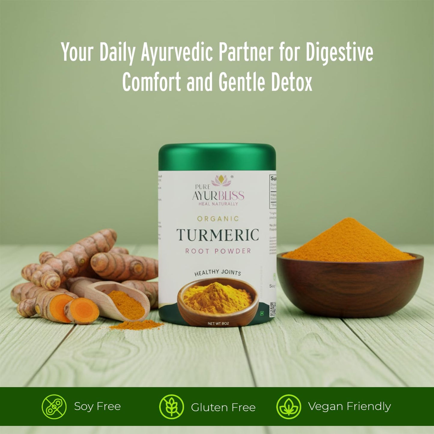 PureAyurbliss 100% Organic Turmeric Powder 8 oz