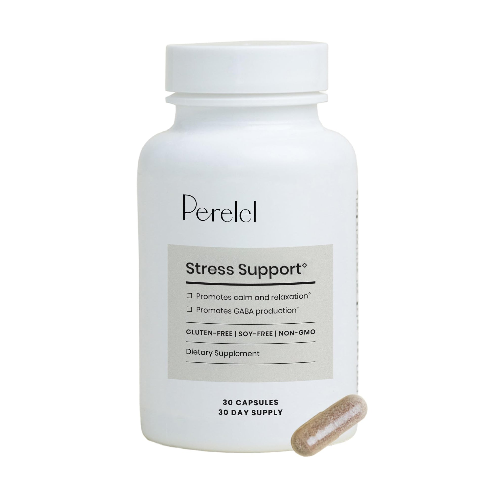 Perelel Stress Support with Ashwagandha, Saffron, Holy Basil, and Probiotic Capsule, 30 Count