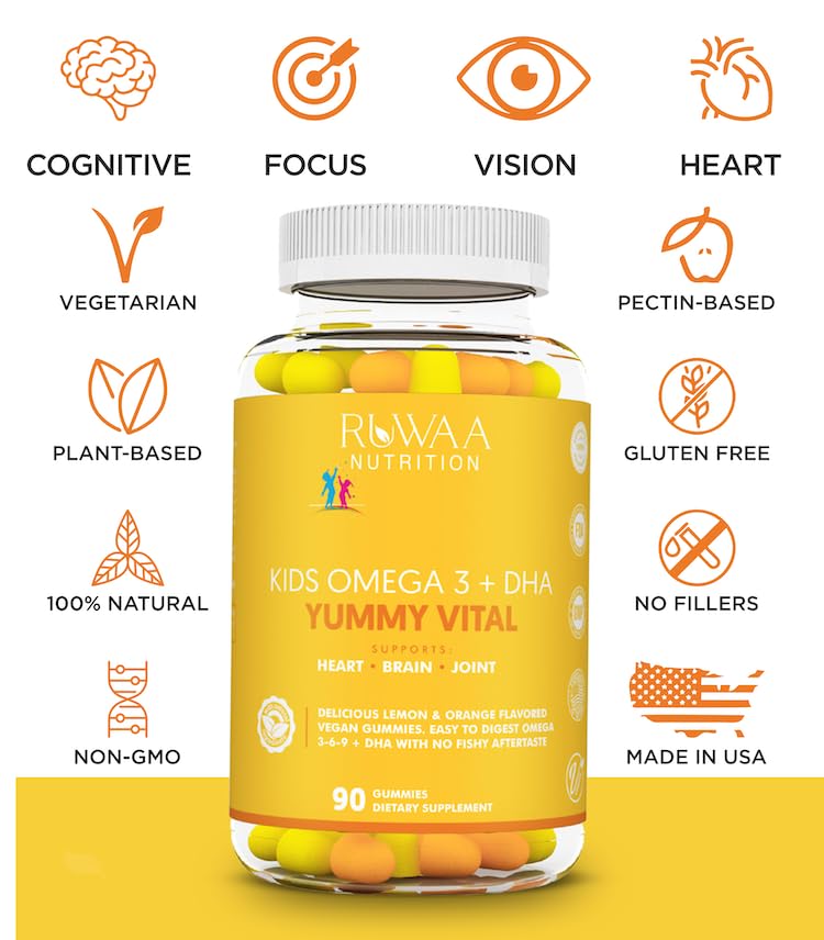 RUWAA NUTRITION Kids Omega 3 DHA EPA Gummies 540 Count