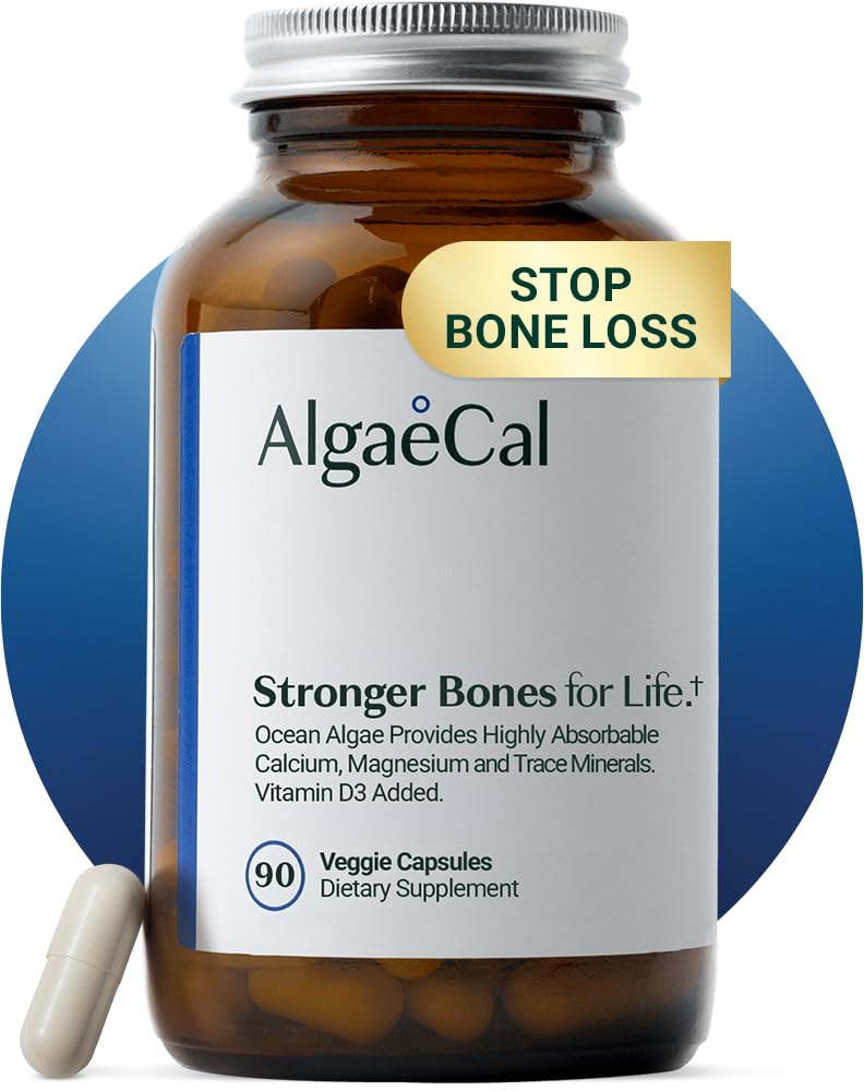 ALGAECAL Plant Based Calcium Supplement for Bone Strength Capsules, 90 Count