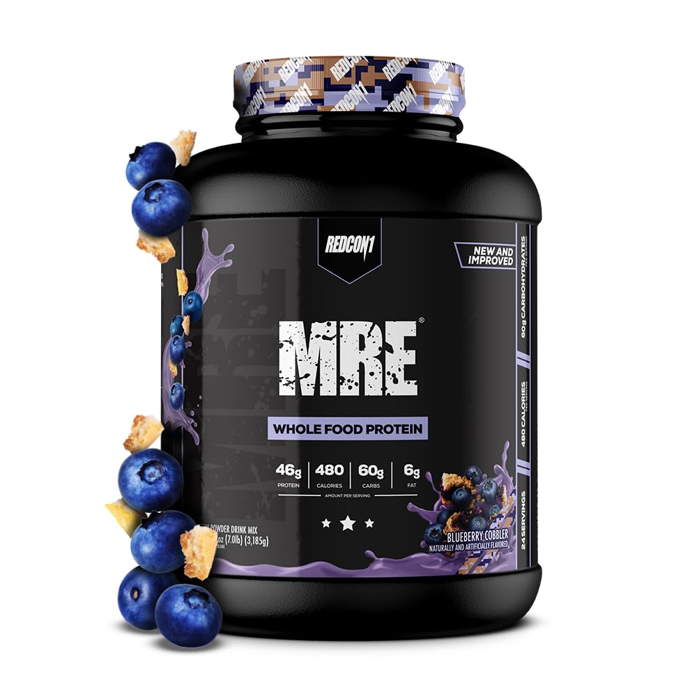 REDCON1 MRE Whole Food Protein Powder Blueberry Cobbler, 24 Servings