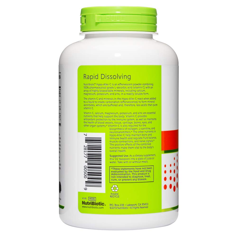 NutriBiotic Hypo-Aller C Powder Vitamin C and Minerals for Antioxidant & Collagen Support, 8 Ounce