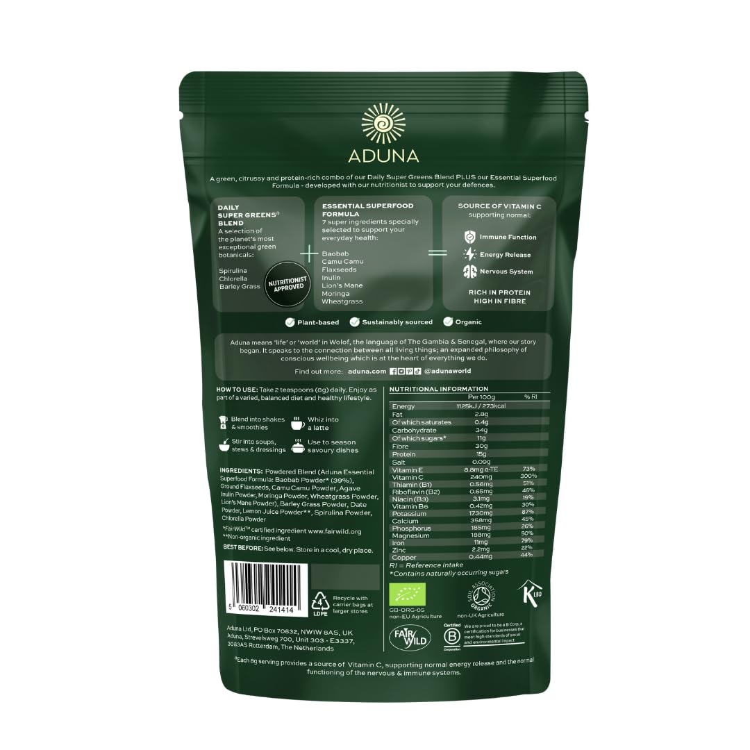 Aduna Organic Super Greens Blend Powder, 1 Count