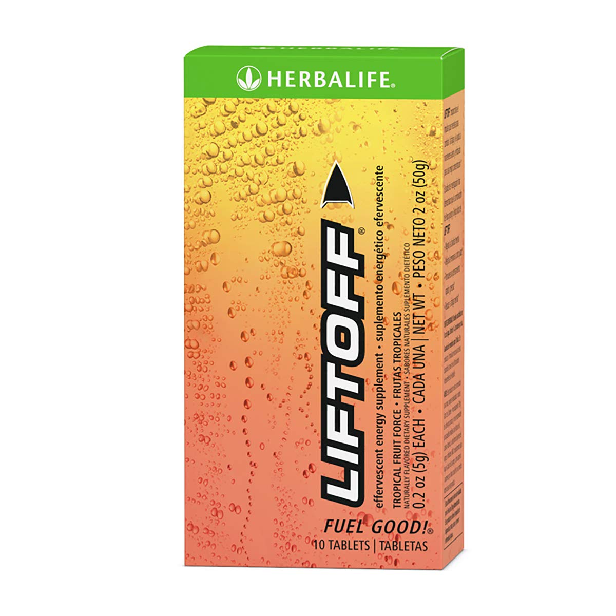 Herbalife Effervescent Energy Supplement Tropical Fruit Force, 10 Tablets