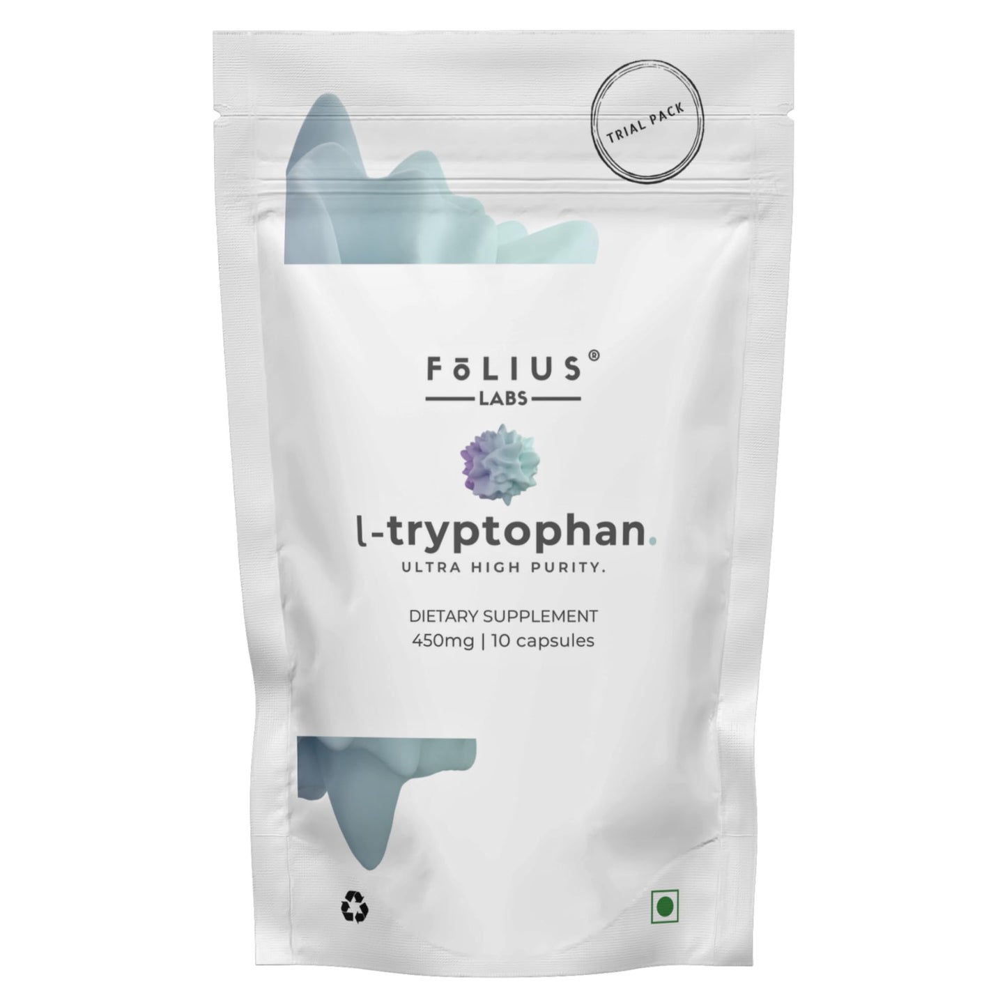 FOLIUS LABS Clean Label L-Tryptophan Supplement 450mg – Essential Amino Acid – Supports Restful Sleep and Relaxation, Capsules, 10 Count