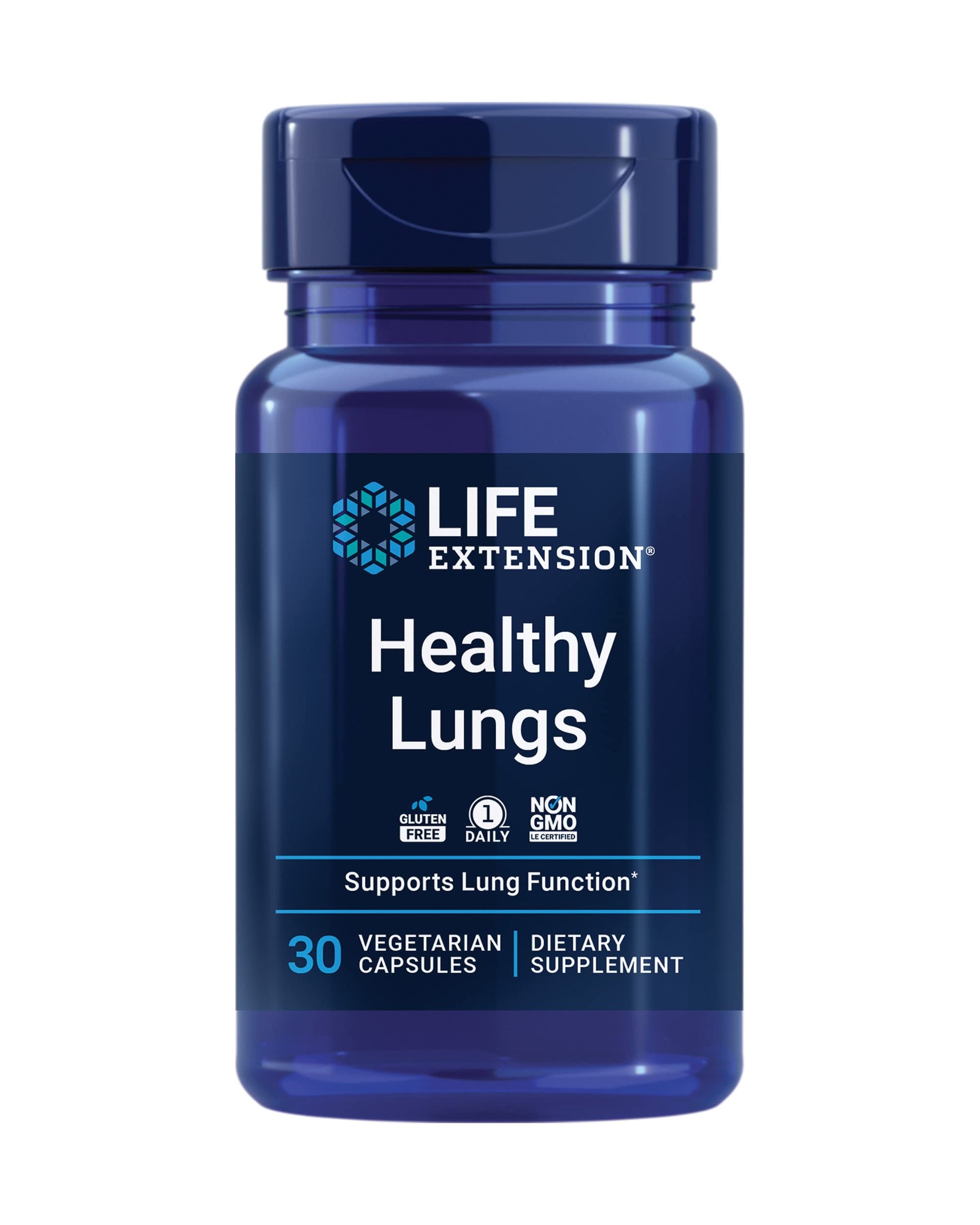 Life Extension Healthy Lungs Respiratory Supplement Lung Protection Boswellia Serrata Saffron Extract Once-Daily Gluten Free Non-GMO Vegetarian 30 Capsules