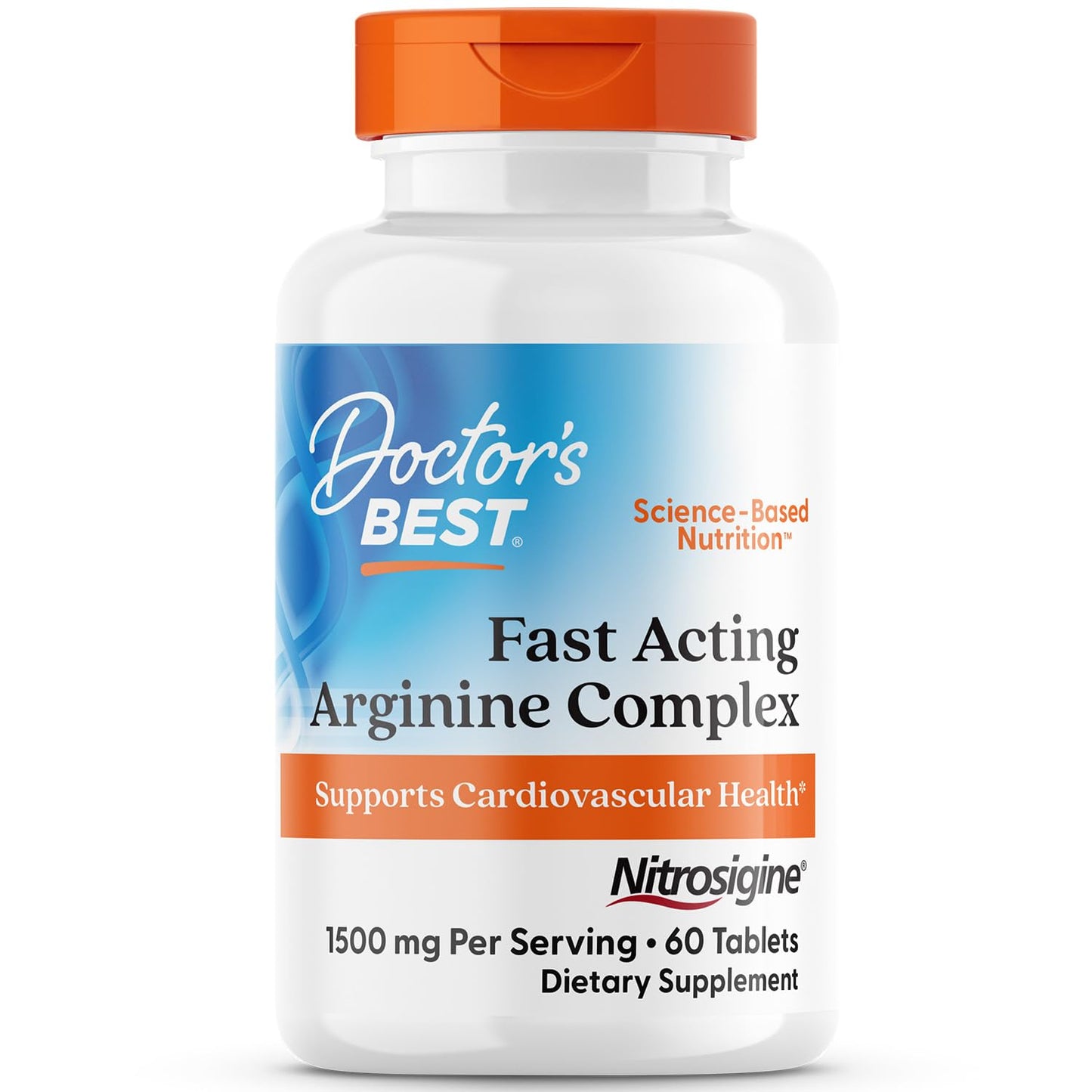 Doctor's Best Fast Acting L-Arginine Complex Tablets, 1500 mg, 60 Count
