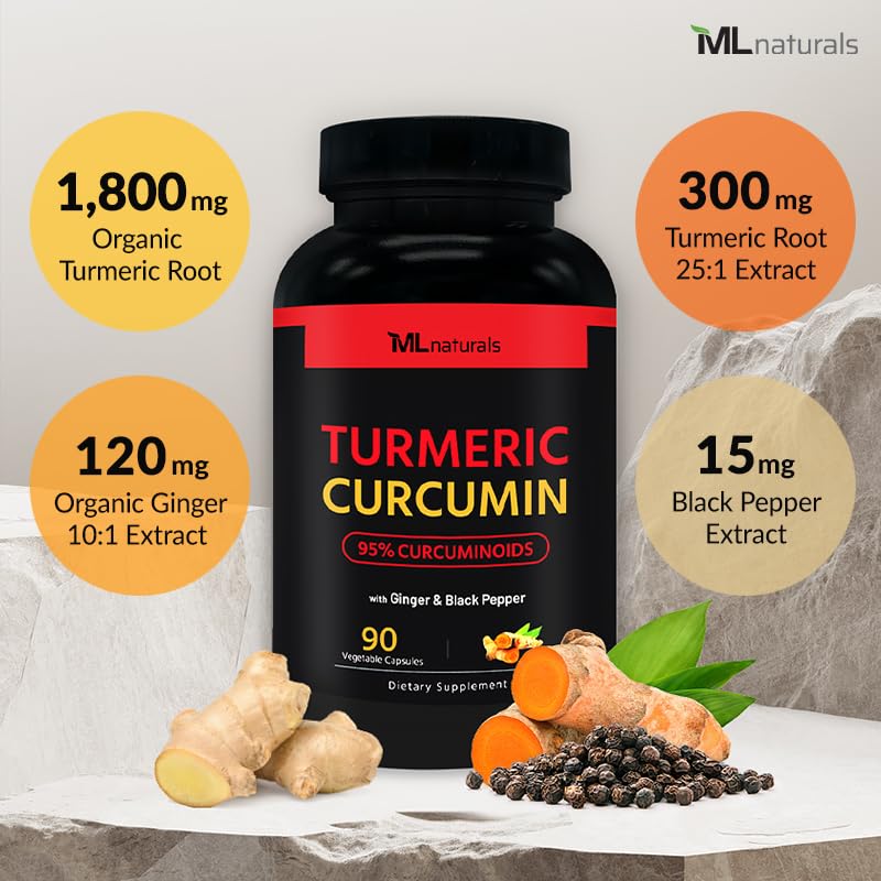 ML Naturals Turmeric Curcumin Capsules, 90 Count