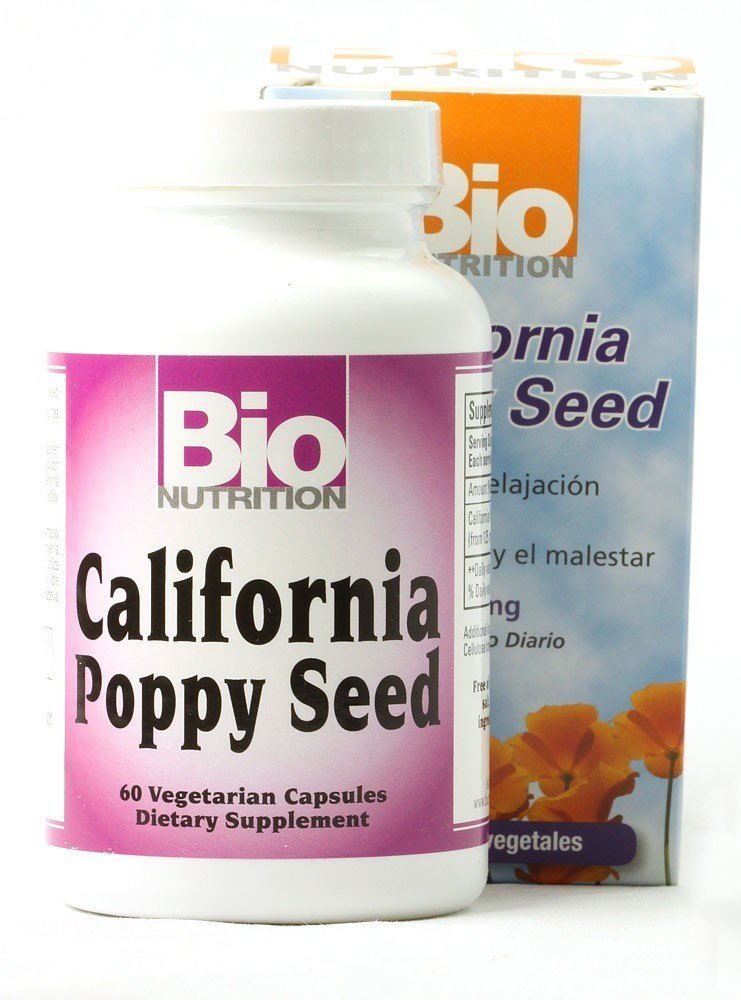 Bio Nutrition California Poppy Seed 500 mg Vegetarian Capsules, 60 Capsules