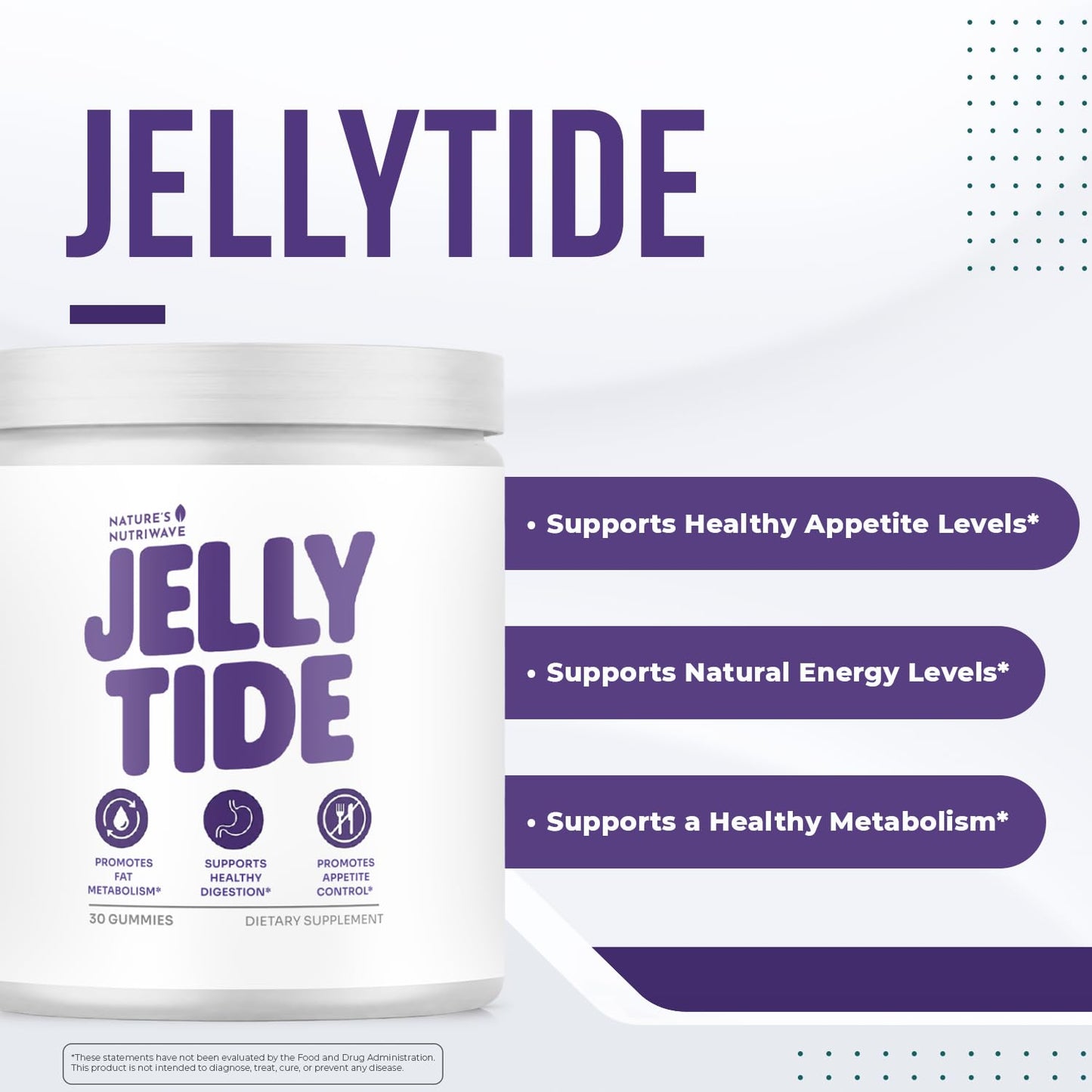 Nature’s NutriWave JellyTide Gummies – Apple Cider Vinegar & BHB Salts – 1 Month Supply, 30 Gummies