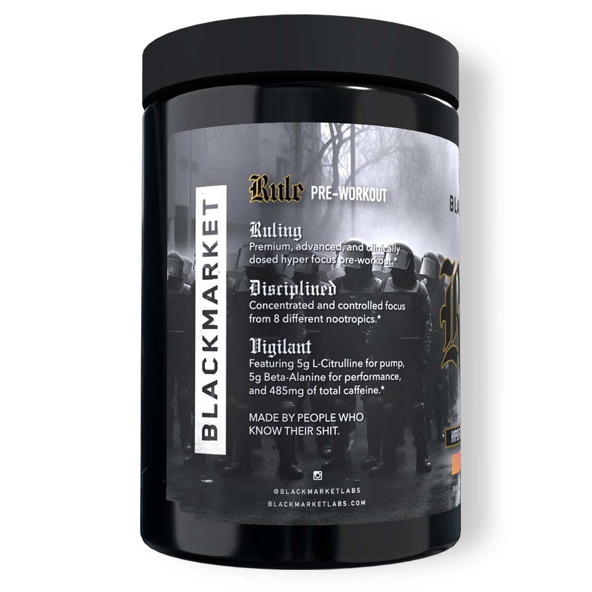 BLACKMARKET Rule – High-Stimulant Nootropic Pre-Workout Powder 14 Ounce