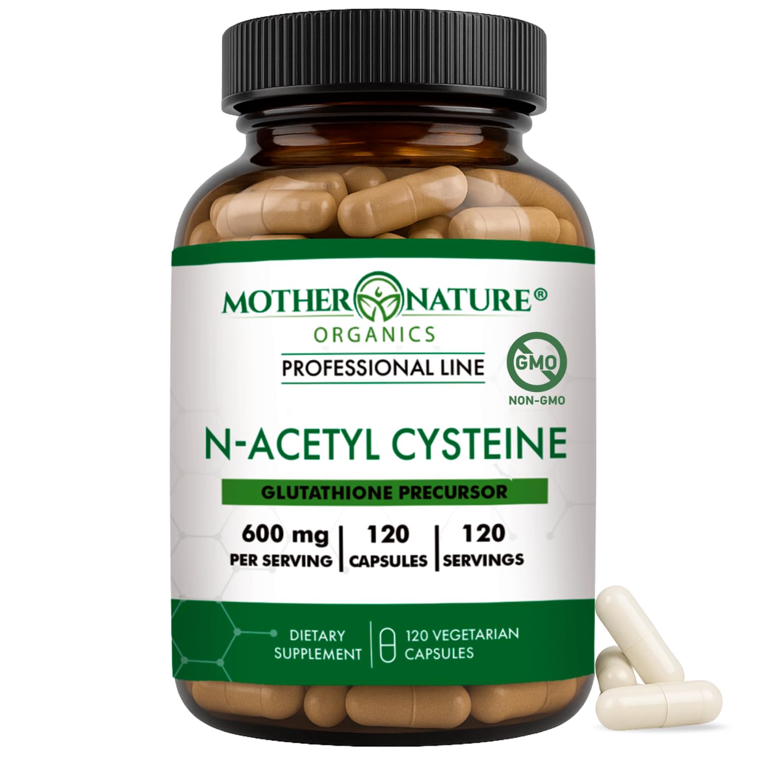 Mother Nature Organics Superfoods for Organic Living NAC 600mg N-Acetyl Cysteine Capsules, 120 Count