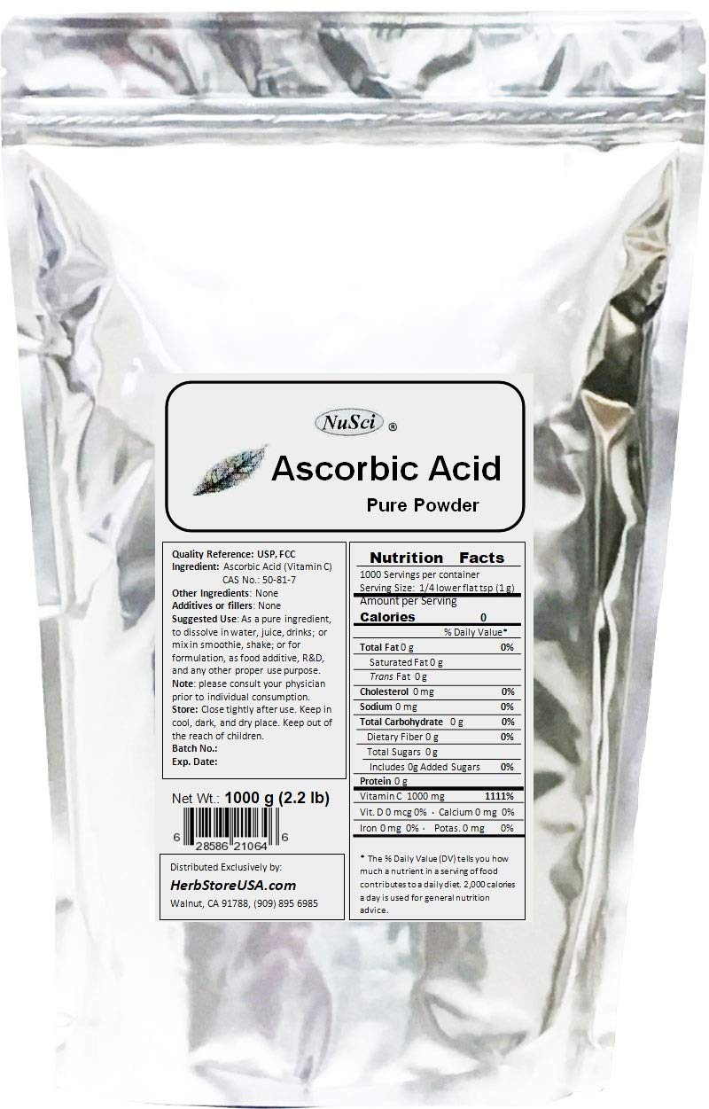 NuSci Ascorbic Acid Nutrition Pure Powder 16 Ounces