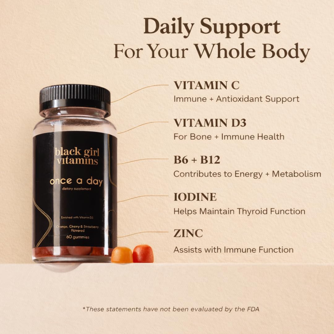 Black Girl Vitamins Once a Day Womens Multivitamin Gummies 60
