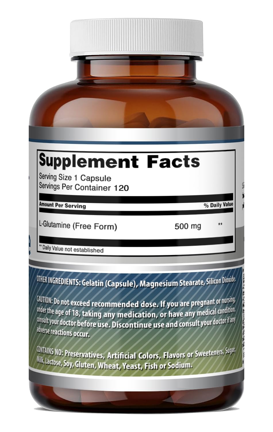 Amazing Nutrition L-Glutamine Amino Acid Supplement Capsule 120 Count