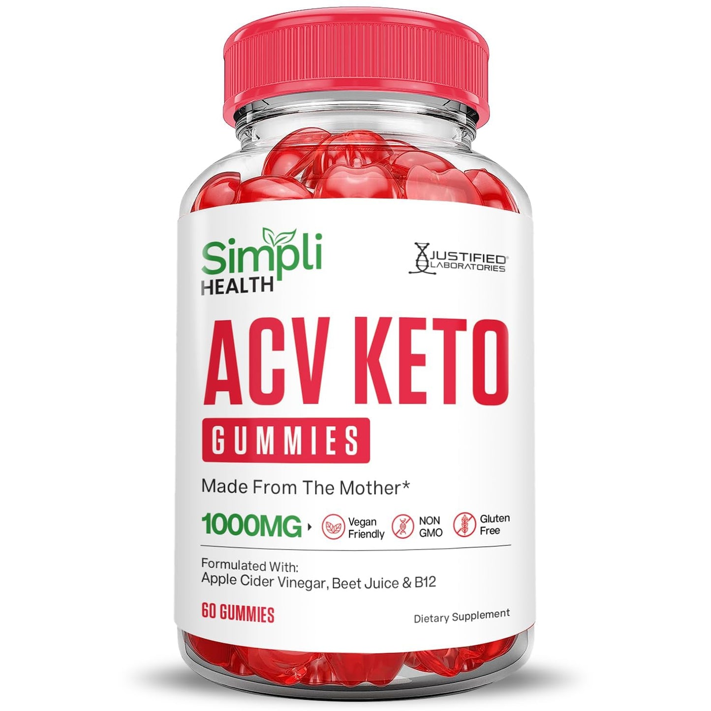 Justified Laboratories Simpli Health Keto ACV Gummies Chewable 120 Gummies
