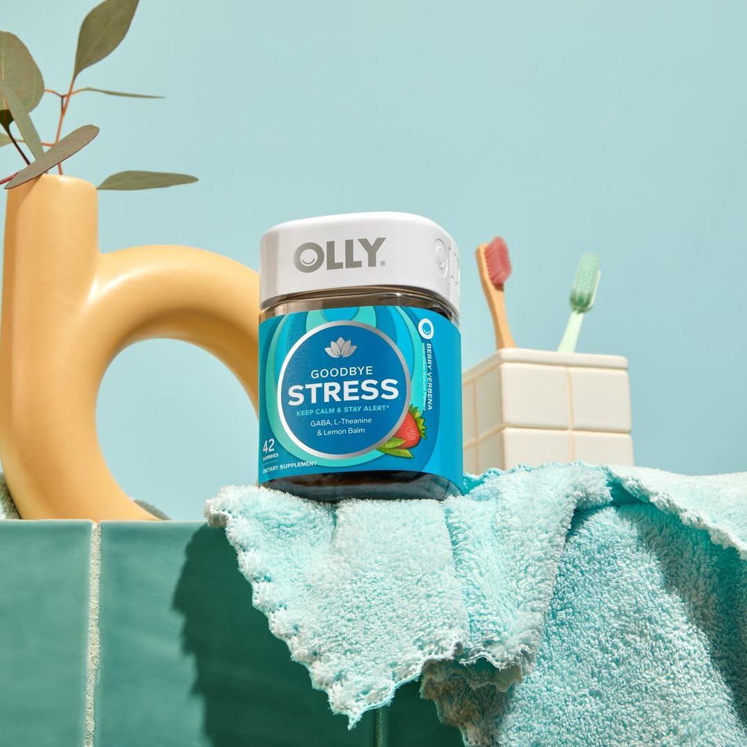 OLLY Goodbye Stress, Stress Support Supplement 50mg L-Theanine Gummies 42 Count