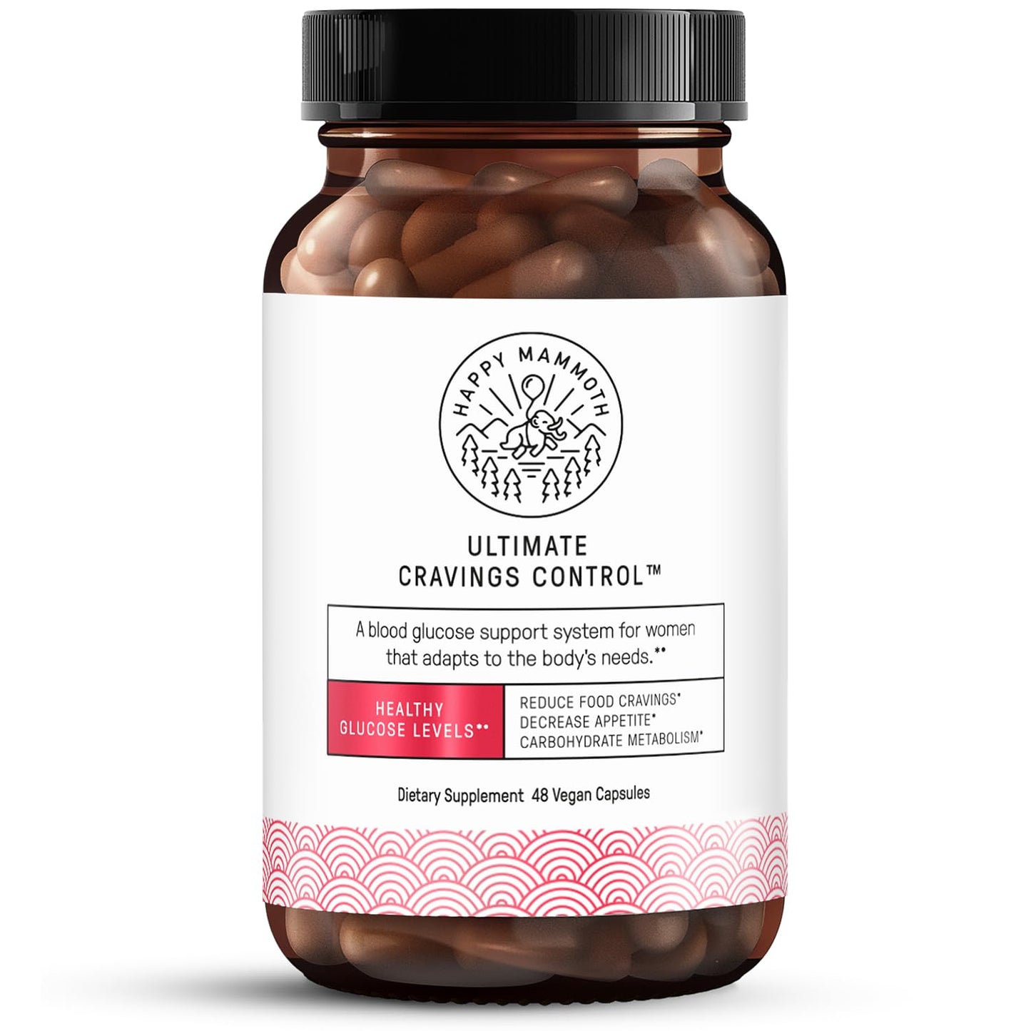 Happy Mammoth Ultimate Cravings Control – Sugar & Carb Cravings Support, Chromium, Natural Appetite Management & Metabolism Supplement for Adults, 48 Capsules