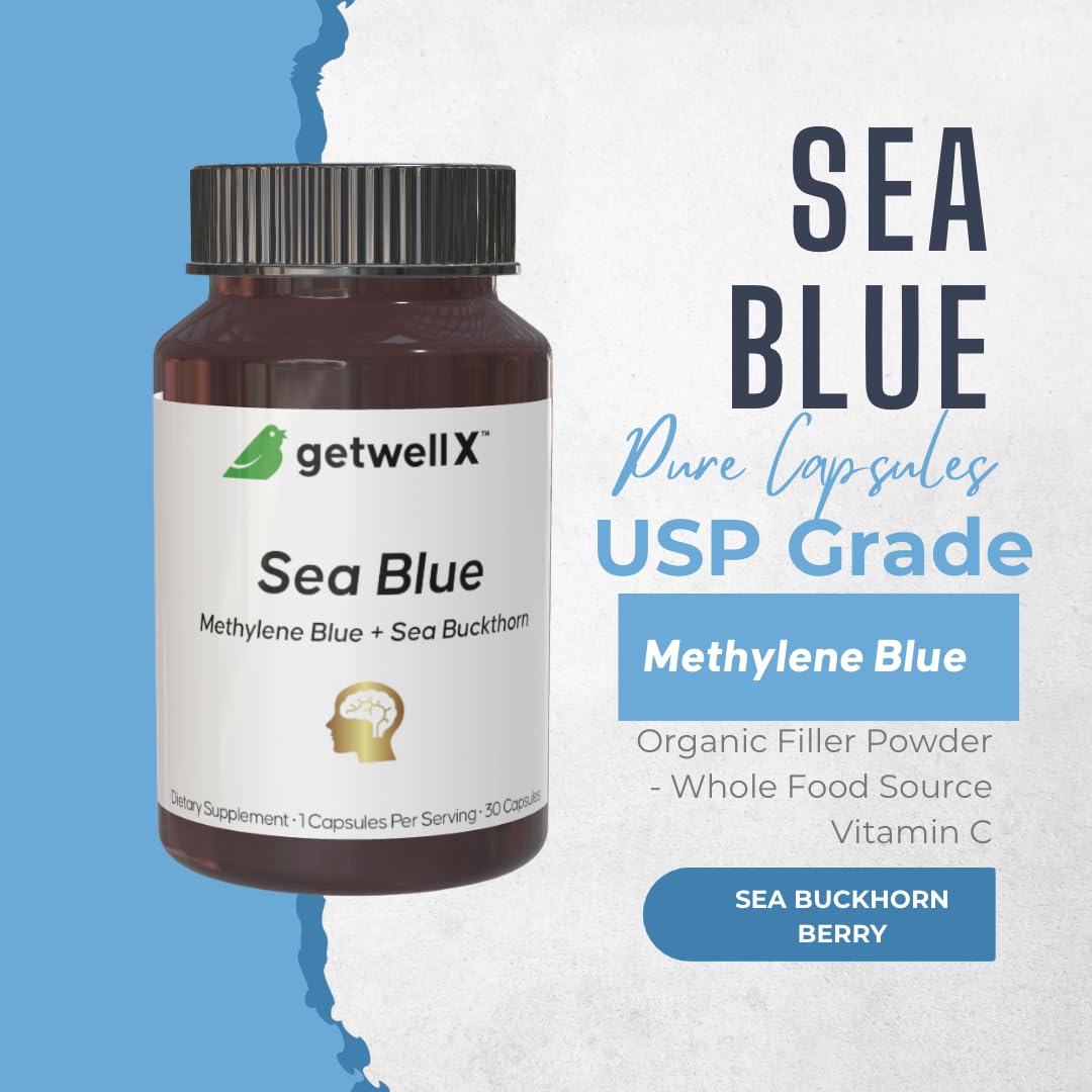 Getwell X Pure Powdered Methylene Blue Capsules 30 Count