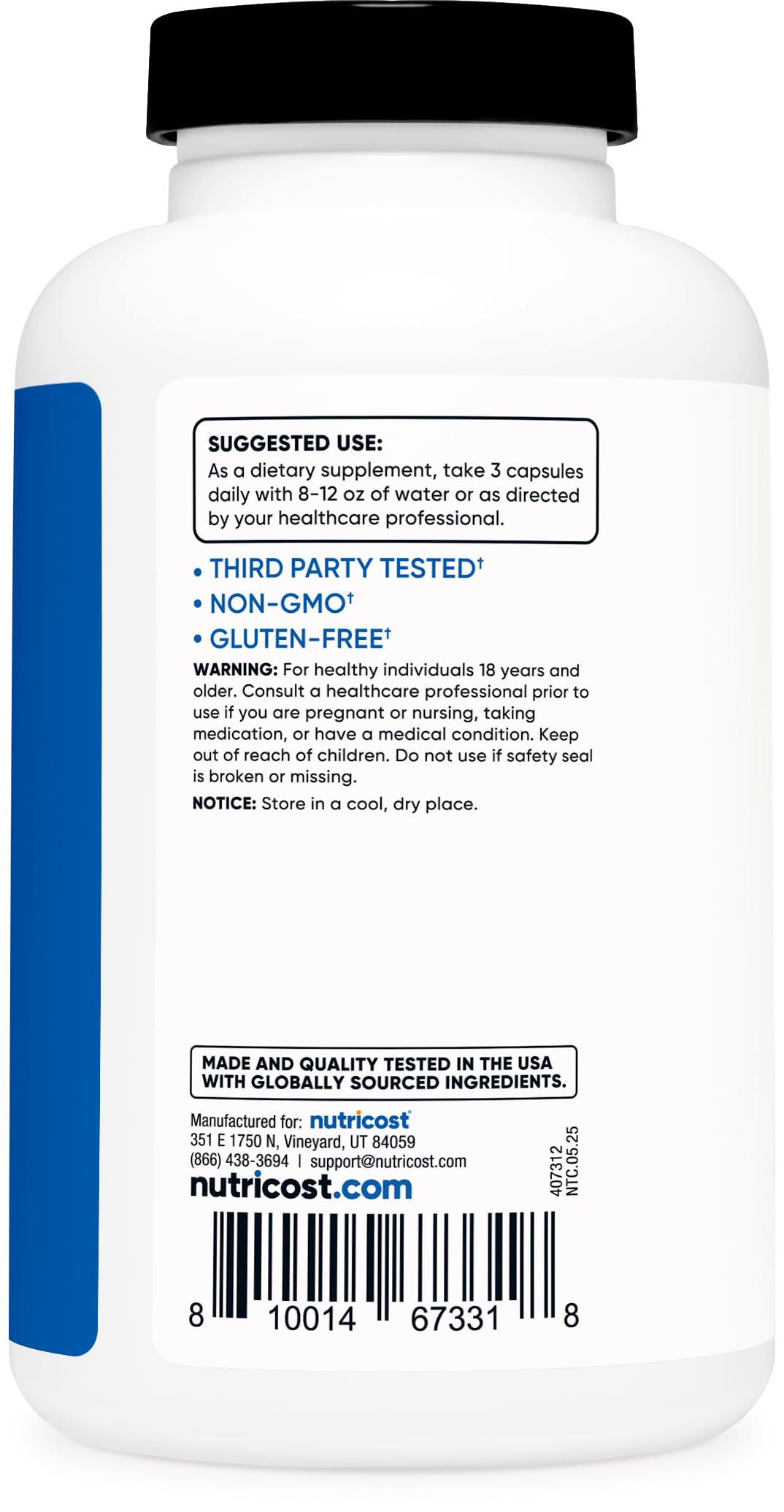 Nutricost Nitric Oxide Booster 2250mg Capsules, 180 Count