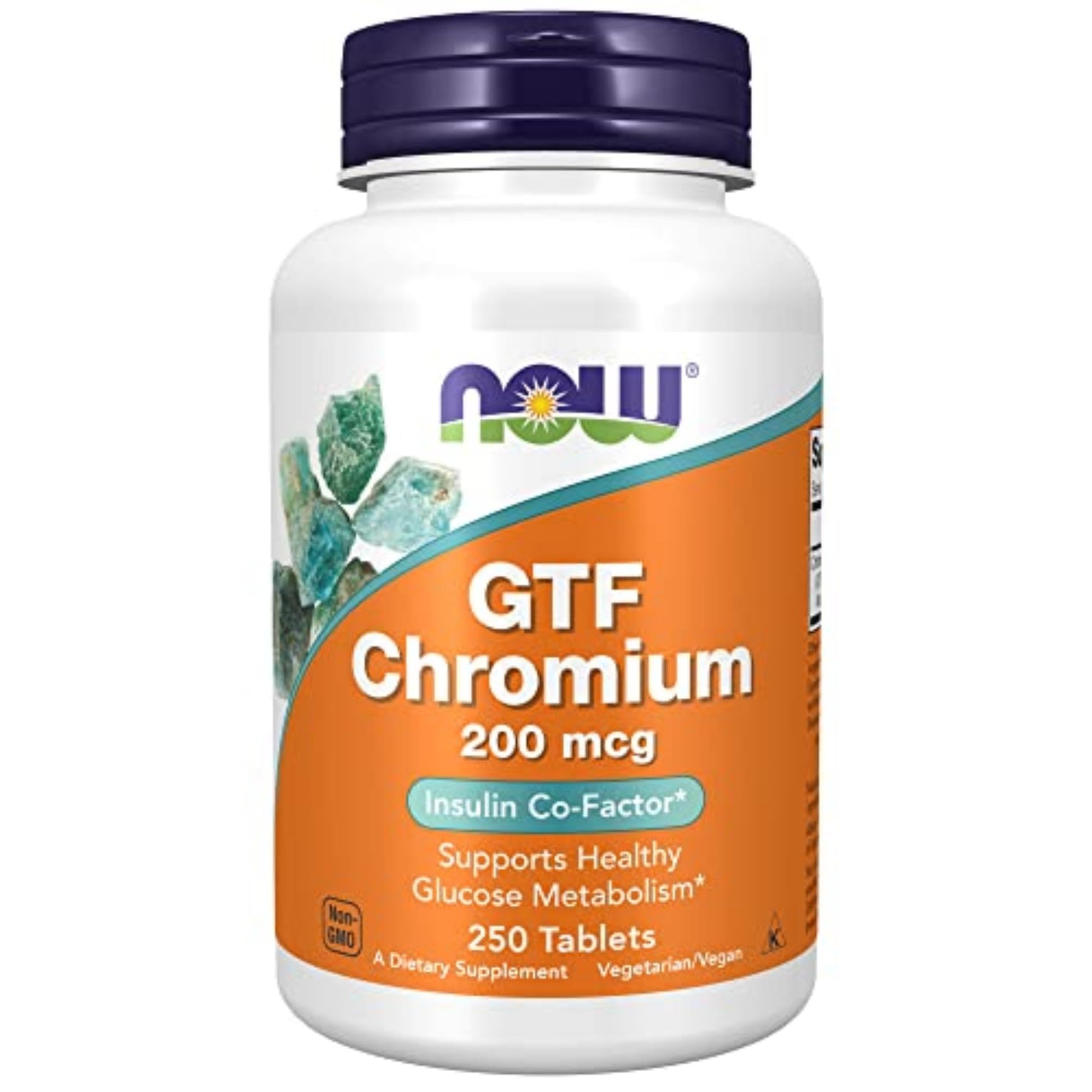 NOW Foods GTF (Glucose Tolerance Factor) Chromium 200 mcg, Insulin Co-Factor, 250 Tablets