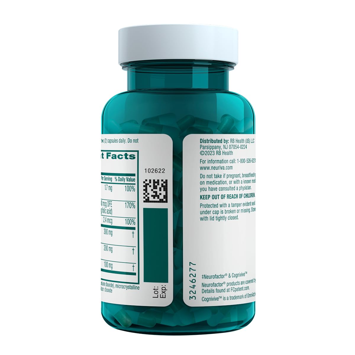 NEURIVA Ultra Decaf Clinically Tested Nootropic Brain Supplement Capsule 120 Count