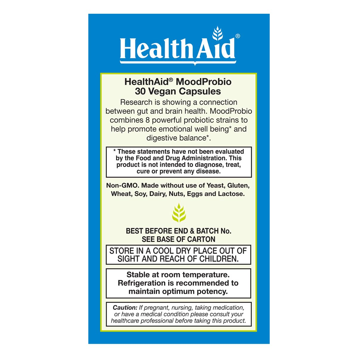 HealthAid MoodProbio Gut-Brain Support Probiotic Capsules, 30 Count