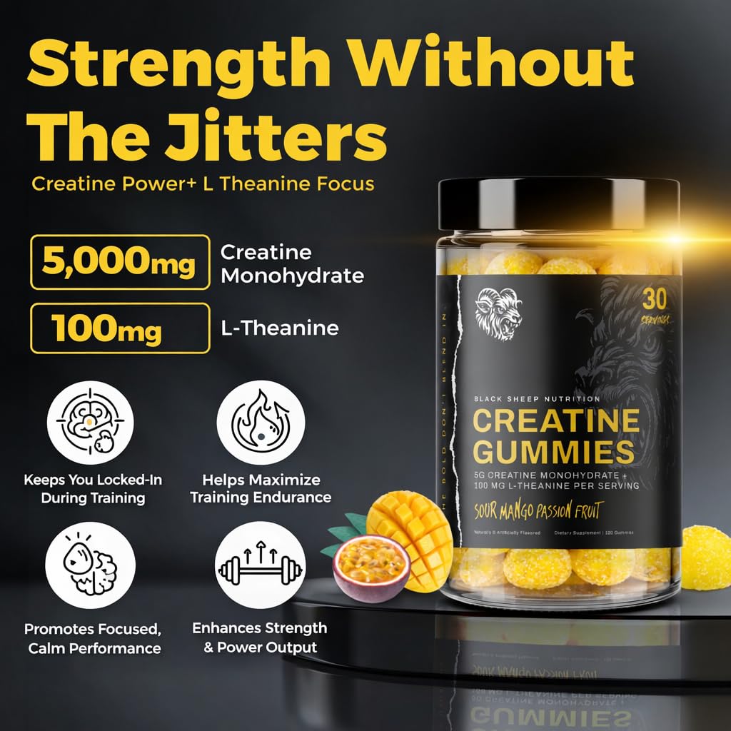 BLACK SHEEP NUTRITION Creatine Gummies Gummy, 120 Count