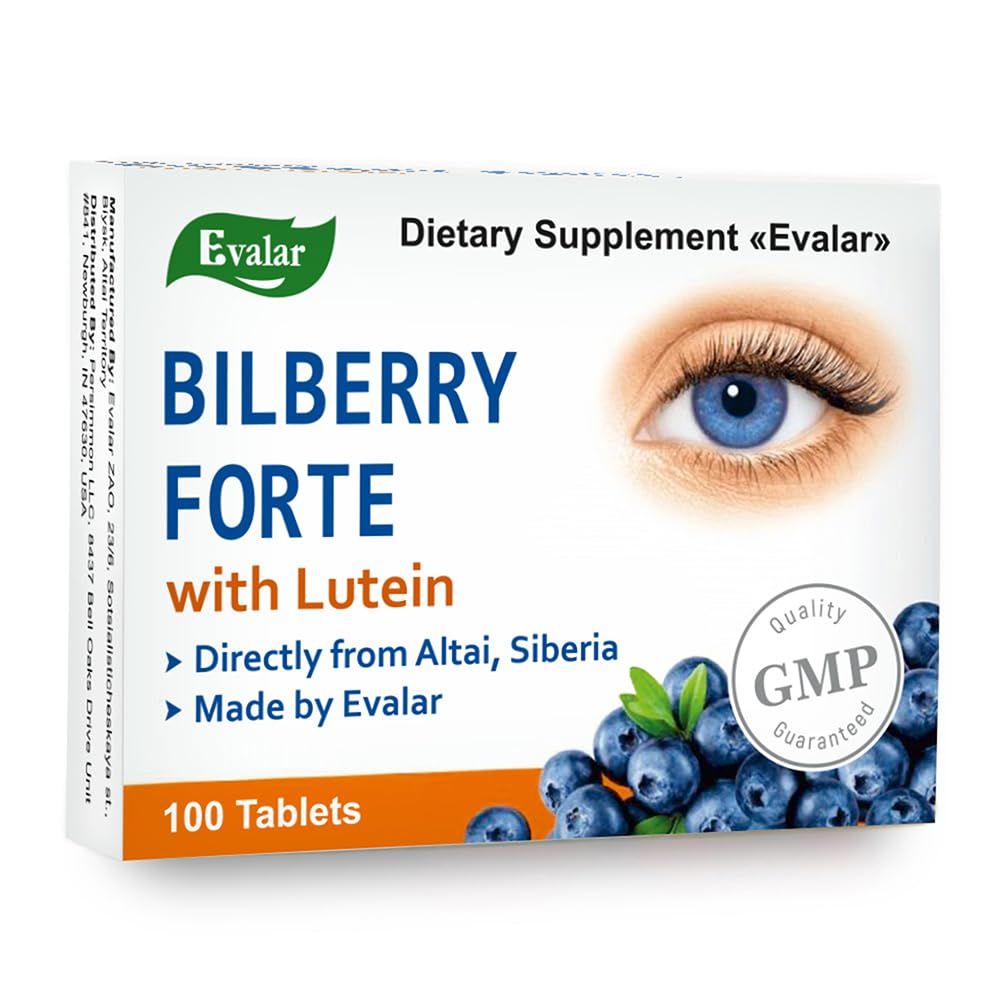 Evalar Blueberry Bilberry Forte with Lutein Tablet, 100 Tablets