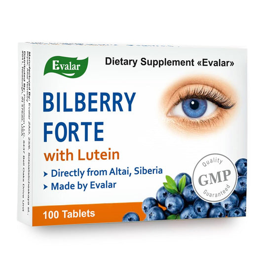 Evalar Blueberry Bilberry Forte with Lutein Tablet, 100 Tablets